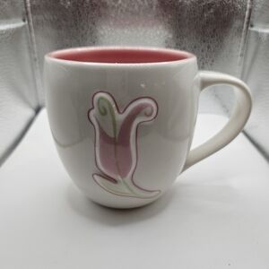 Starbucks 2006 White Mug with 3D Pink Tulip Floral Design